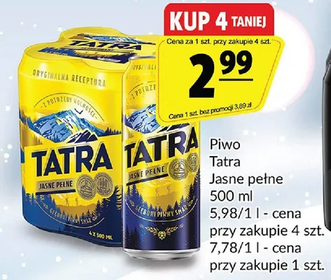 Piwo Tatra Jasne pełne 500 ml promocja w Prim Market