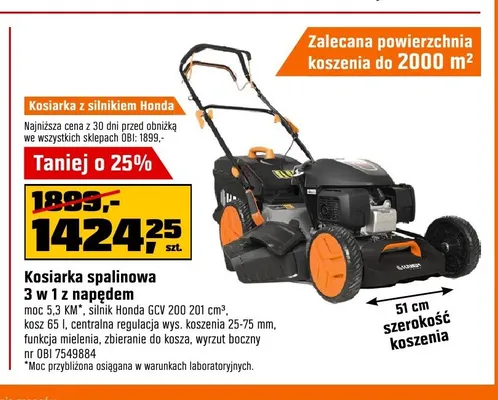 Kosiarka spalinowa 3 w 1 z napędem z silnikiem Honda promocja w OBI