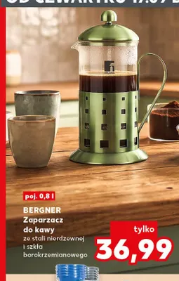 Zaparzacz do kawy ze stali nierdzewnej i szkła borokrzemianowego 0,8 l Bergner promocja w Kaufland