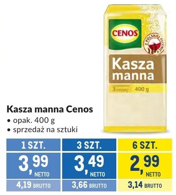 Kasza manna Cenos promocja w Makro