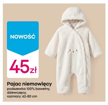 Pajac niemowlęcy podszewka 100% bawełny dziewczęcy promocja w Pepco
