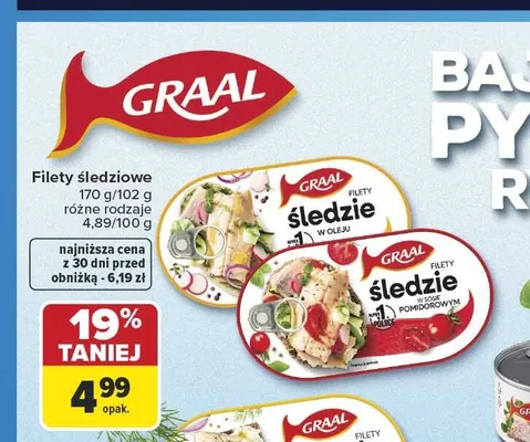 Filety śledziowe Graal w sosie pomidorowym promocja w Carrefour