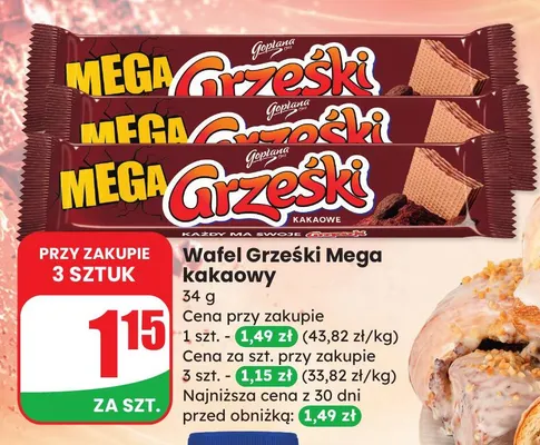 Wafel Grześki Mega kakaowy promocja w Dino