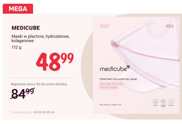 Maski w płachcie hydrożelowe kolagenowe Medicube promocja w Rossmann
