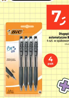 Długopisy automatyczne Bic Bu3 Grip 4-pak promocja w Dealz