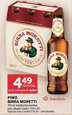 Piwo Birra Moretti L'Autentica promocja w Stokrotka
