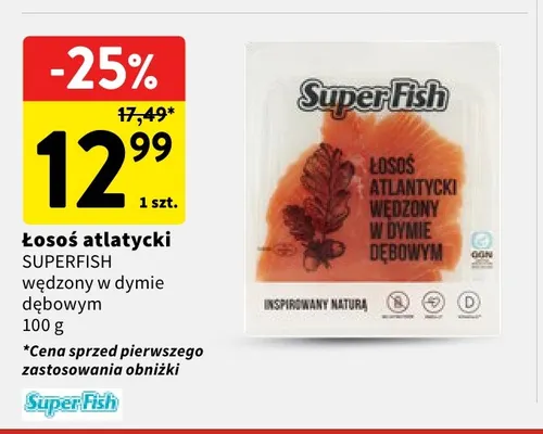 Łosoś atlantycki wędzony w dymie dębowym SuperFish promocja w Intermarche