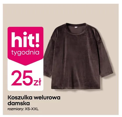 Koszulka welurowa damska promocja w Pepco