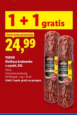 Kiełbasa krakowska z szynki Premium XXL Pikok promocja w Lidl