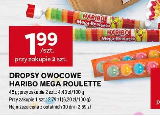 Dropsy owocowe Haribo Mega-Roulette promocja w Stokrotka