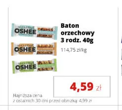 Baton orzechowy Oshee promocja w Torimpex Toruńska Sieć Sklepów Spożywczych