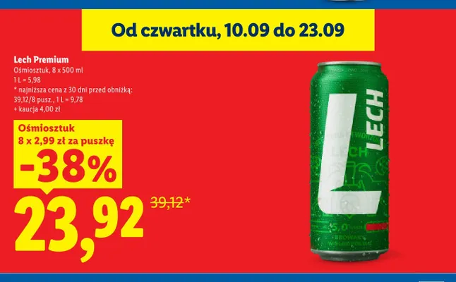 Piwo Lech Premium 8-pak promocja w Lidl