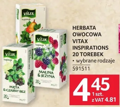 Herbata owocowa VitaxInations 20 torebek wybrane rodzaje promocja w Selgros
