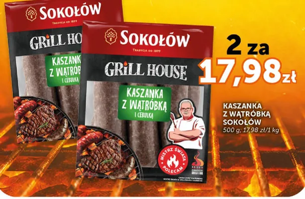 Kaszanka z wątróbką i cebulką Sokołów Grill House promocja w Groszek