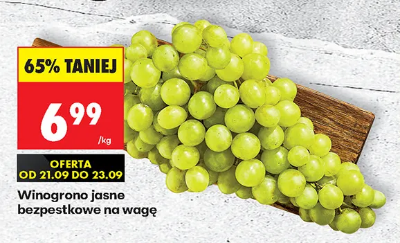 Winogrona jasne bezpestkowe promocja w Biedronka