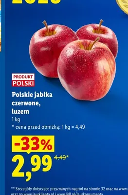 Jabłka czerwone polskie luzem promocja w Lidl