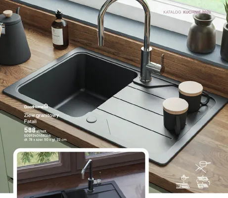 Zlew granitowy GoodHome Fatali dł. 78 x szer. 50 x gł. 22cm promocja w Castorama