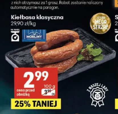 Kiełbasa klasyczna Morliny promocja w Delikatesy Centrum