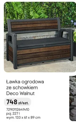 Ławka ogrodowa ze schowkiem Deco Walnut promocja w Castorama