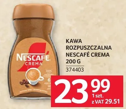 Kawa rozpuszczalna Nescafe Crema 200g promocja w Selgros