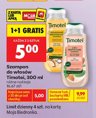 Szampon do włosów Timotei promocja w Biedronka