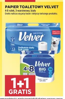 Papier toaletowy Velvet 3-warstwowy biały promocja w Stokrotka