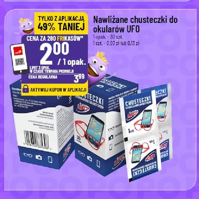 Nawilżane chusteczki do okularów UFO promocja w POLOmarket