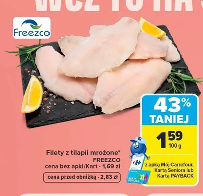 Filety z tilapii mrożone Freezco promocja w Carrefour