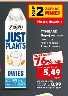 Napój roślinny owsiany Just Plants Tymbark promocja w Kaufland