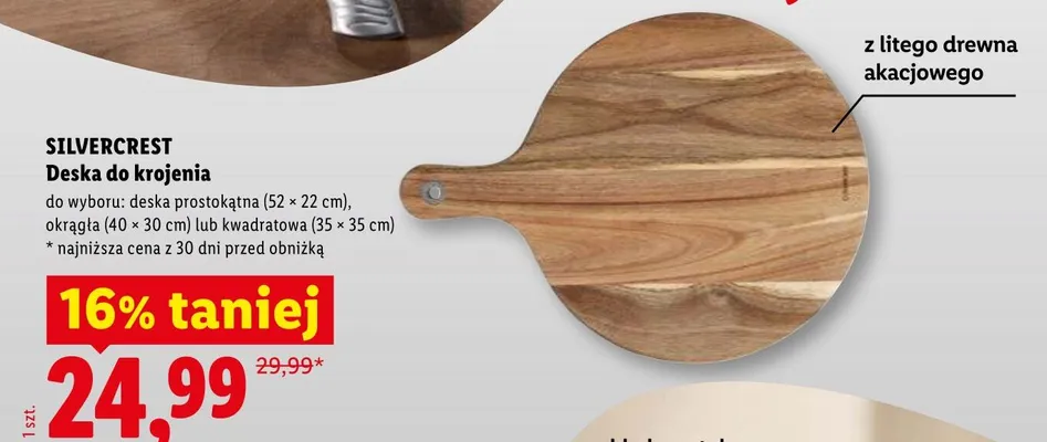 Deska do krojenia okrągła SilverCrest 40x30cm promocja w Lidl