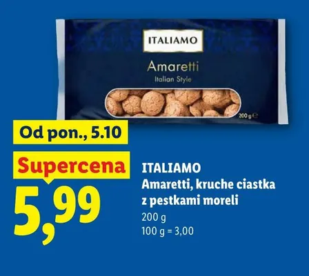 Amaretti kruche ciastka z pestkami moreli Italiamo promocja w Lidl