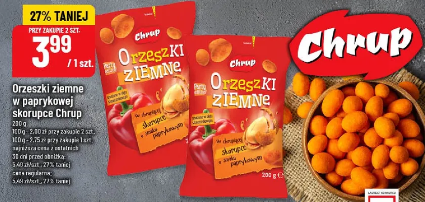 Orzeszki ziemne w paprykowej skorupce Chrup promocja w POLOmarket