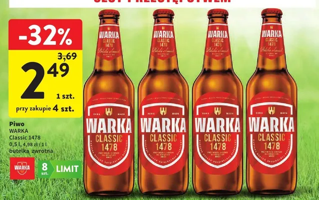 Piwo warka classic 1478 promocja w Intermarche