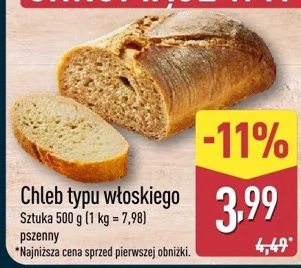 Chleb typu włoskiego promocja w Aldi