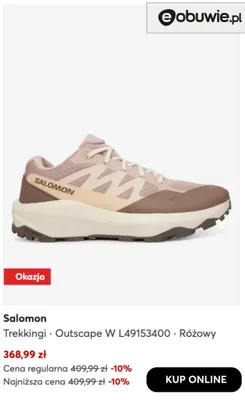 Trekkingi Outscape W L49153400 różowy Salomon promocja w eobuwie.pl