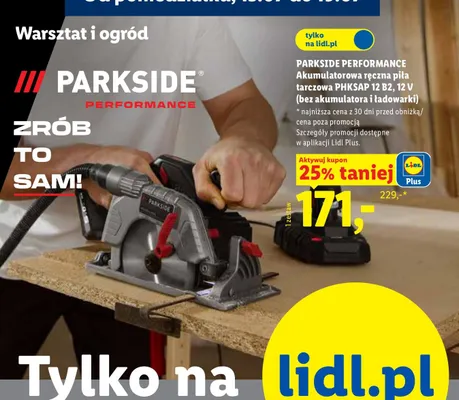 Akumulatorowa ręczna piła tarczowa Parkside Performance promocja w Lidl