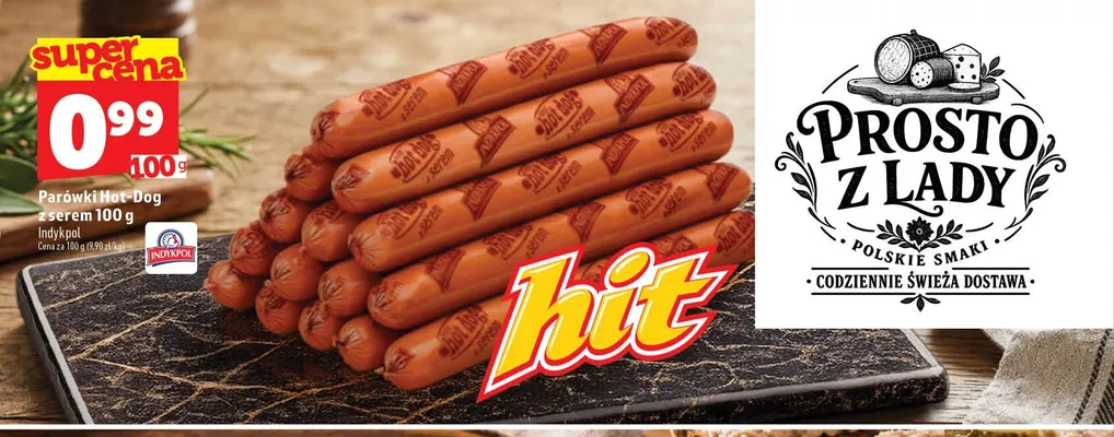 Parówki Hot-Dog z serem Indykpol promocja w TOPAZ