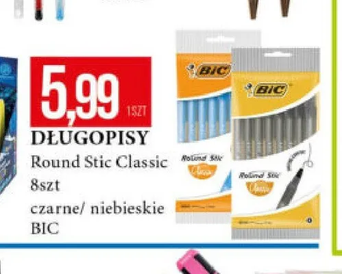 Długopis Round Stic Classic Bic 8-pak promocja w Leclerc