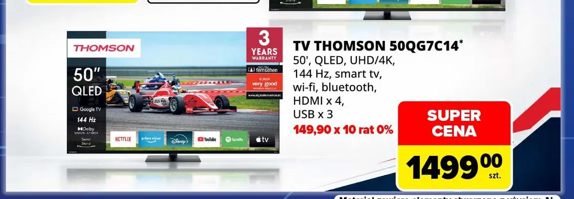 Telewizor Thomson 50QG7C14 50" Qled UHD 4K promocja w Carrefour