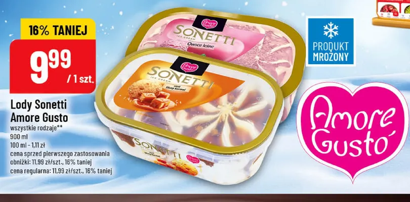Lody Sonetti owoce leśne Amore Gusto promocja w POLOmarket