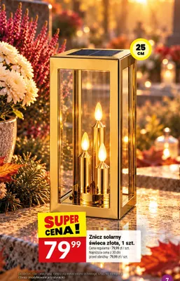 Znicz solarny świeca złota 25 cm promocja w Twój Market