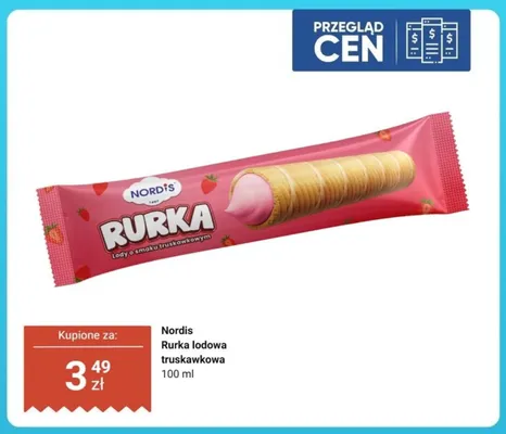 Lody rurka lodowa truskawkowa Nordis promocja w Dino