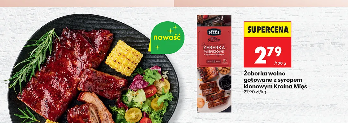Żeberka wolno gotowane z syropem klonowym Kraina Mięs promocja w Biedronka