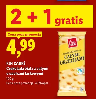Czekolada biała z całymi orzechami laskowymi Fin Carré promocja w Lidl
