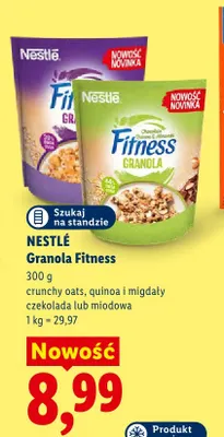 Granola Nestlé Fitness crunchy oats quinoa i migdały czekolada promocja w Lidl
