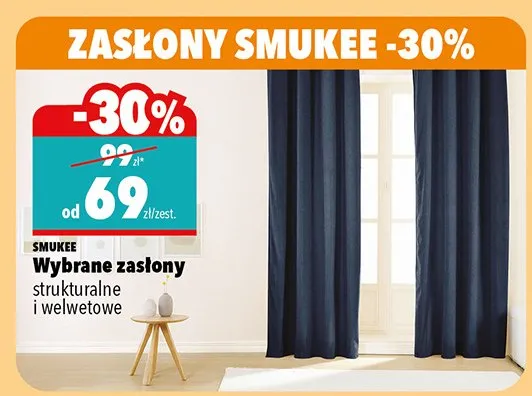 Wybrane zasłony welwetowe - cena od: Smukee promocja w Biedronka Home