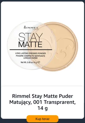 Puder matujący Rimmel Stay Matte 001 Transparent promocja w Amazon