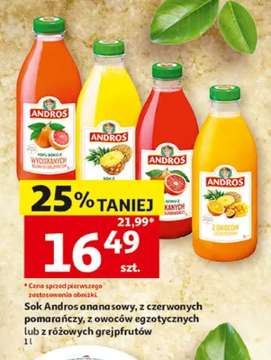 Sok z różowych grejpfrutów Andros promocja w Auchan