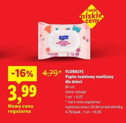 Papier toaletowy nawilżany dla dzieci promocja w Lidl