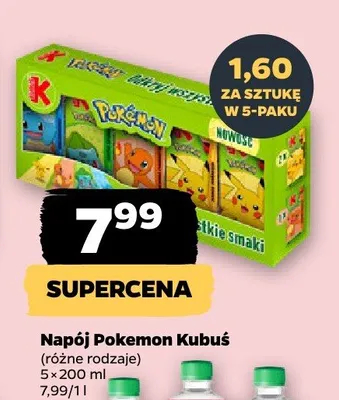 Napój Pokemon Kubuś 5x200 ml, różne rodzaje promocja w Netto